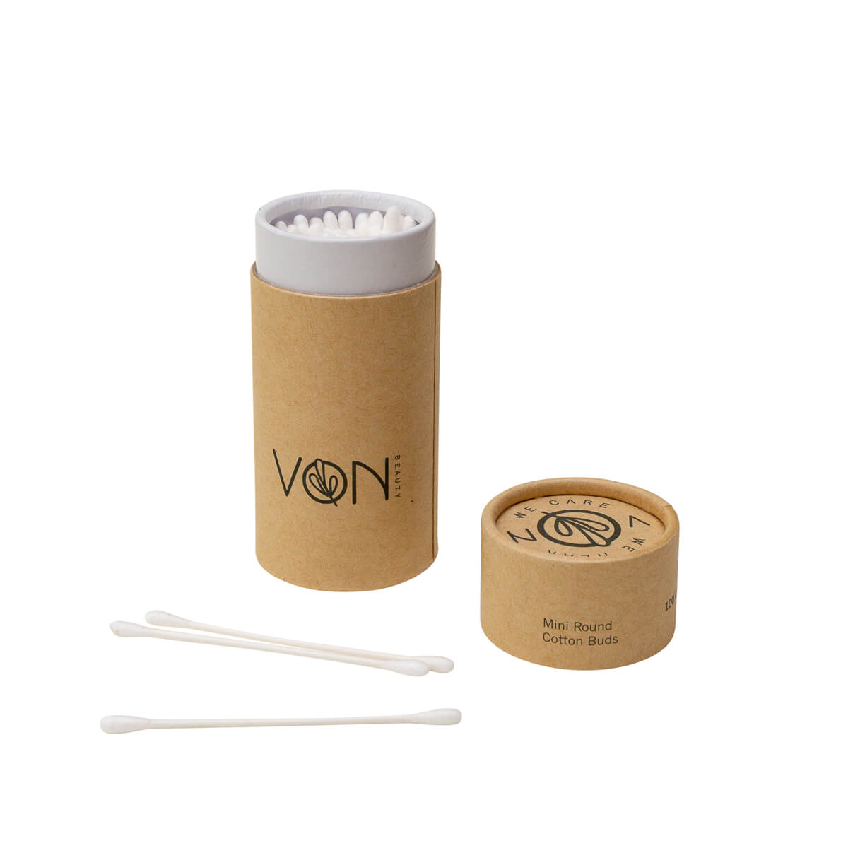 Von Beauty Mini Round Organic Cotton Buds Open Box