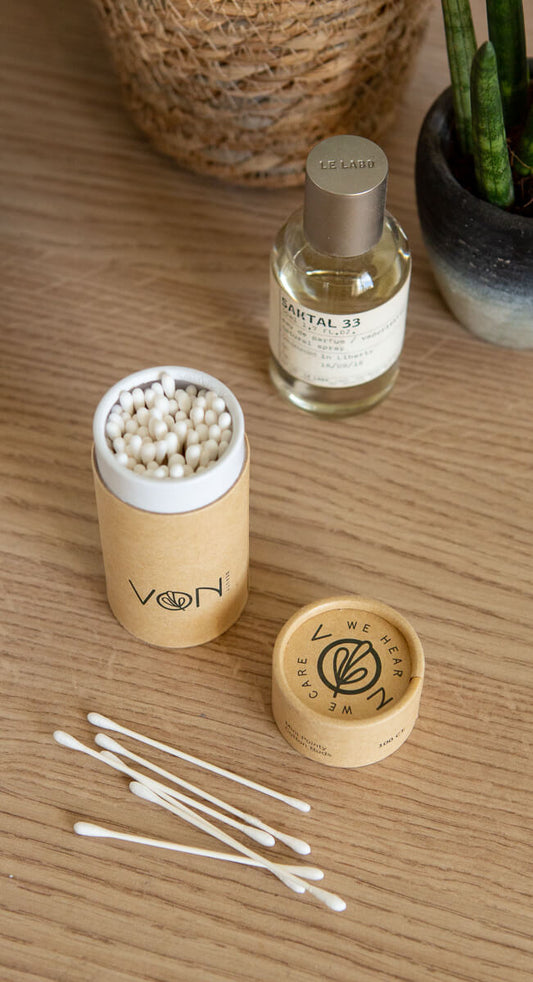 Von Beauty Mini Round Organic Cotton Buds Life Style Image