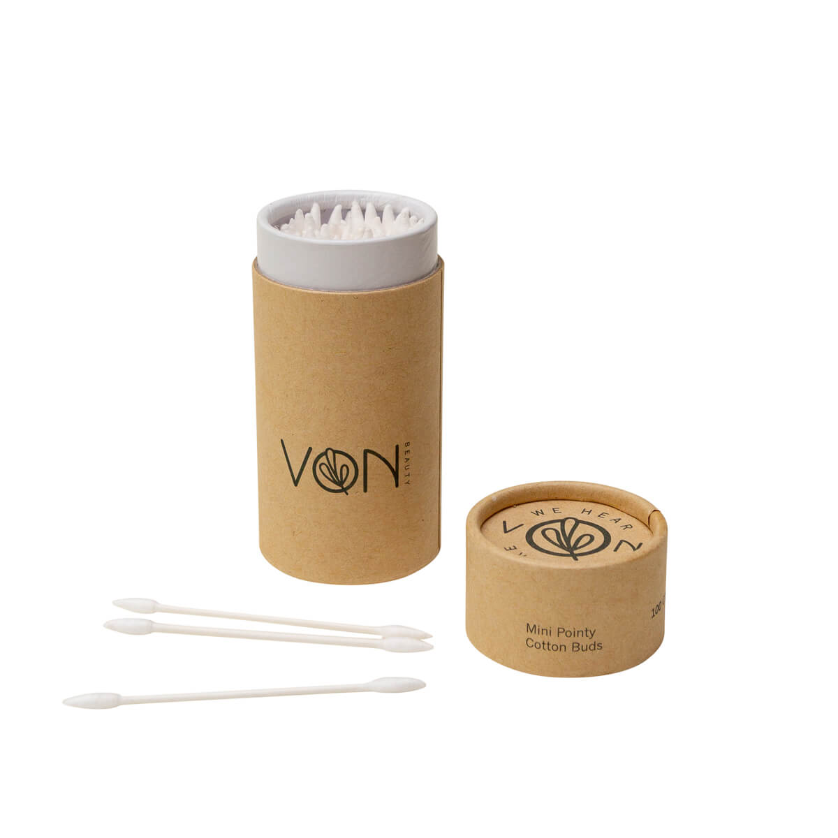 Von Beauty Mini Pointy Organic Cotton Buds Open Box