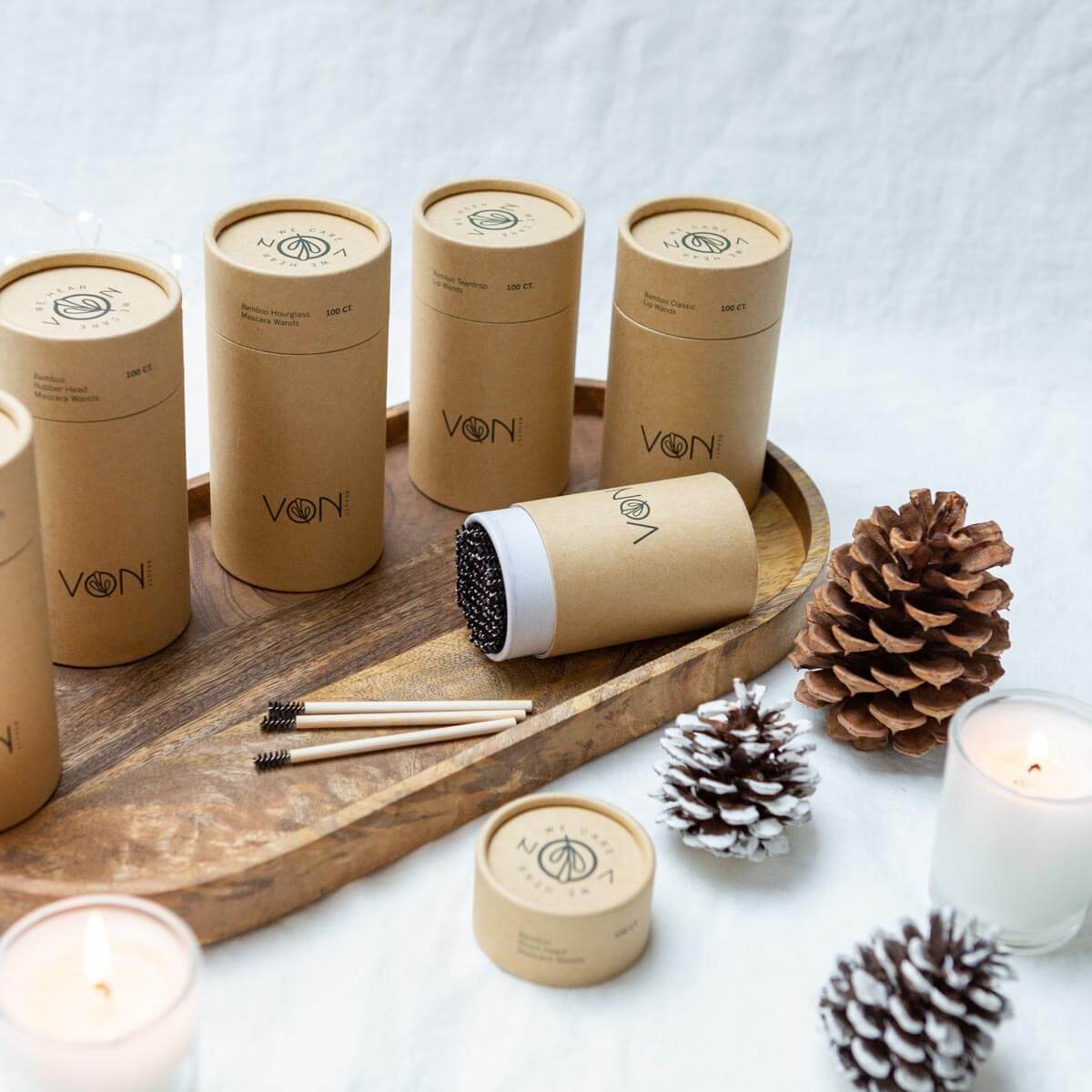 Von Beauty Bamboo Macara wands Collection Life Style image Biodegradable Packaging
