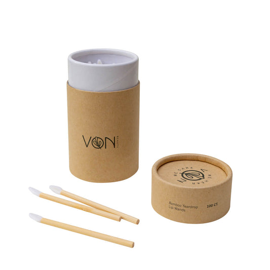 Von Beauty BambooTear Drop Lip Wands Open Box with Biogradable packaging